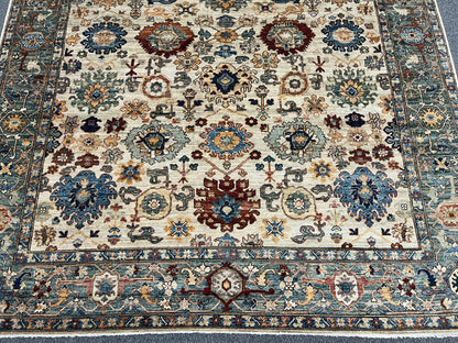 8X10 Beige Aryana Agra Handmade Wool Rug # 14740