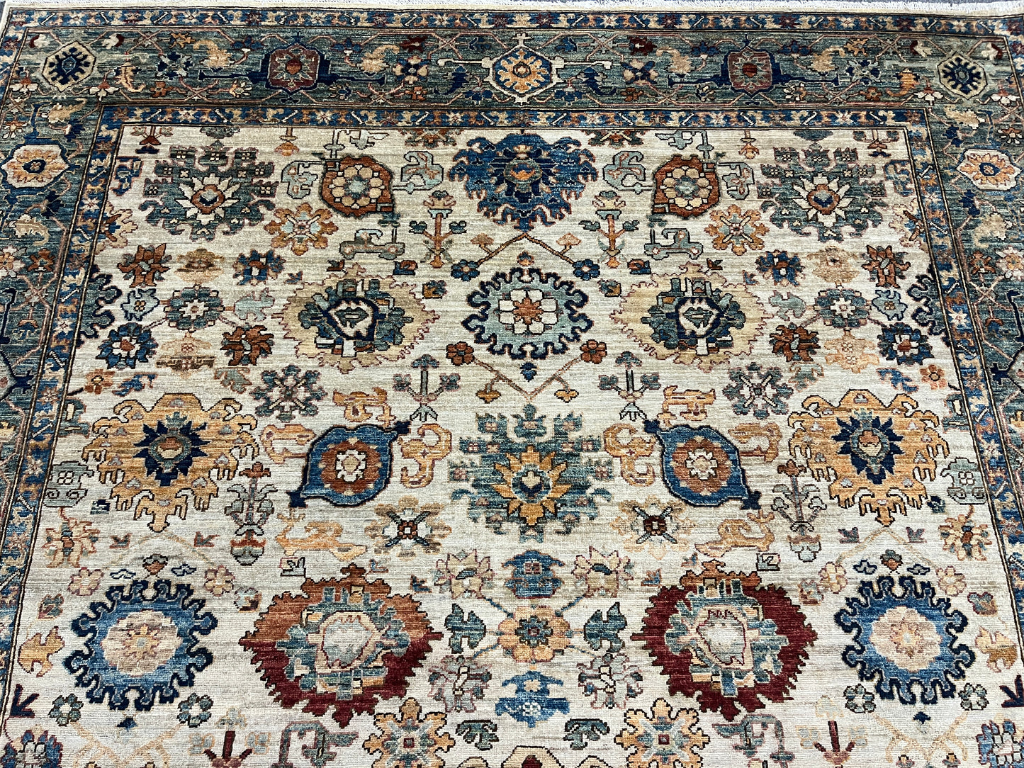 8X10 Beige Aryana Agra Handmade Wool Rug # 14740