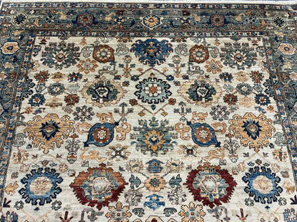 8X10 Beige Aryana Agra Handmade Wool Rug # 14740