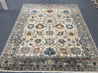 8X10 Beige Aryana Agra Handmade Wool Rug # 14740