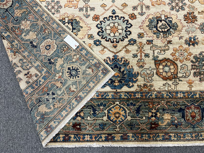 8X10 Beige Aryana Agra Handmade Wool Rug # 14740