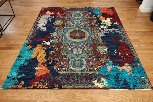 8X10 Mamluk Multicolor Handmade Wool Rug # 14707