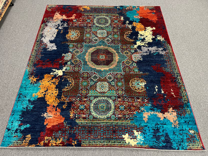 8X10 Mamluk Multicolor Handmade Wool Rug # 14707