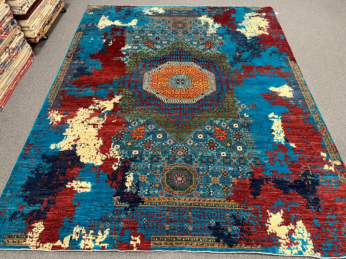 10X13 Mamluk Multicolor Handmade Wool Rug # 14706