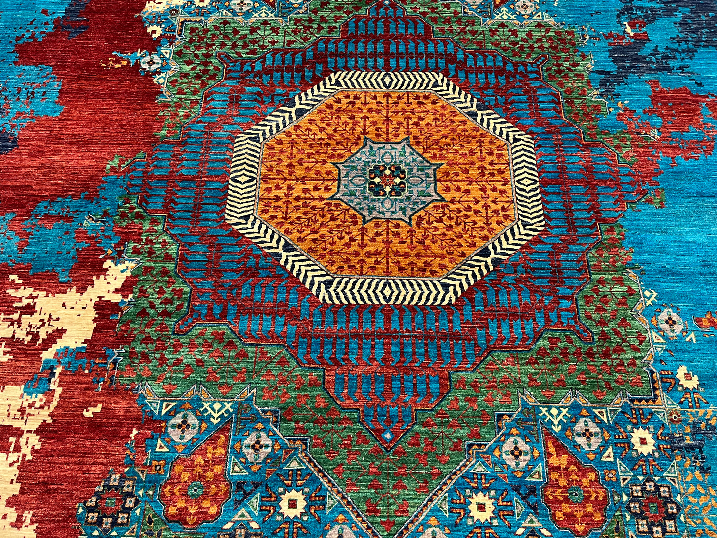 10X13 Mamluk Multicolor Handmade Wool Rug # 14706