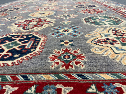Kazak Gray Brown 6X9 Handmade Wool Rug # 13718