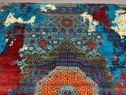 10X13 Mamluk Multicolor Handmade Wool Rug # 14706