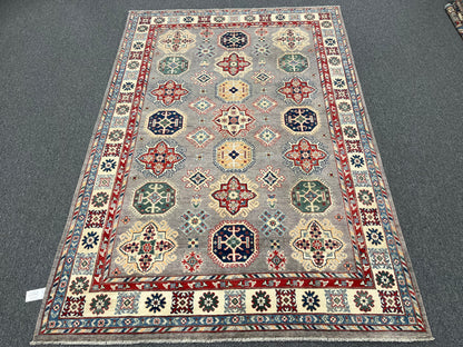 Kazak Gray Brown 6X9 Handmade Wool Rug # 13718