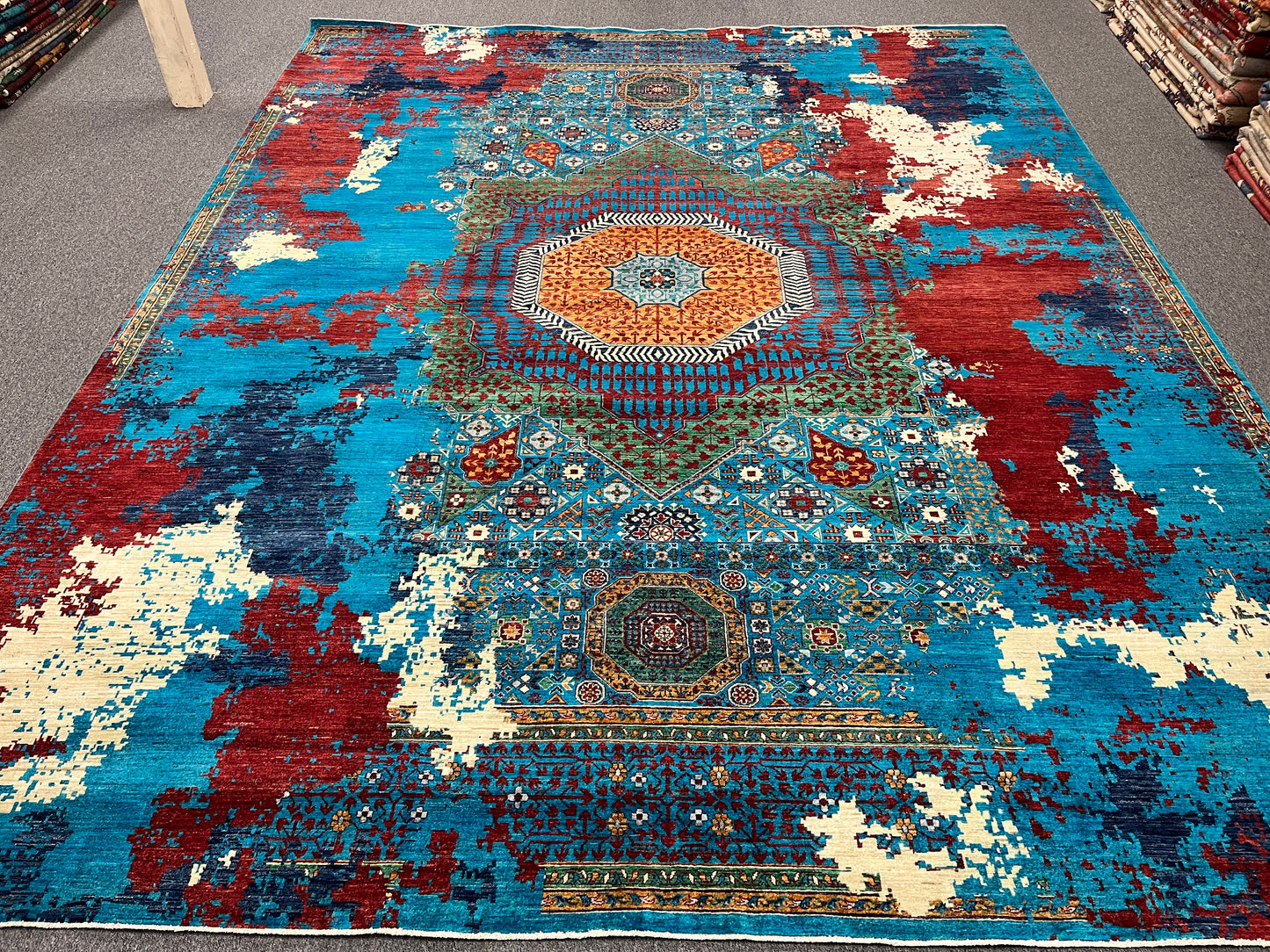 10X13 Mamluk Multicolor Handmade Wool Rug # 14706