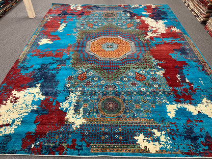 10X13 Mamluk Multicolor Handmade Wool Rug # 14706