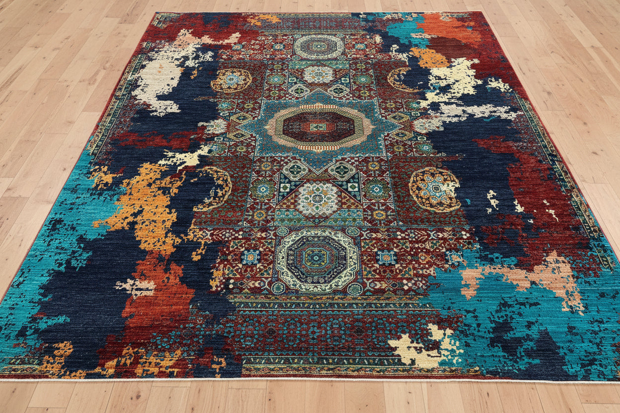 8X10 Mamluk Multicolor Handmade Wool Rug # 14697