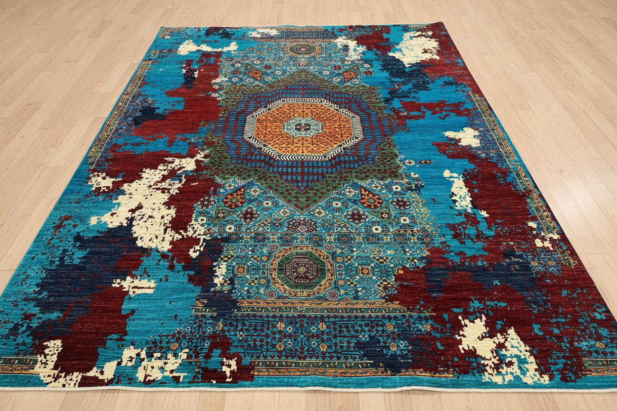 10X14 Mamluk Multicolor Handmade Wool Rug # 14696