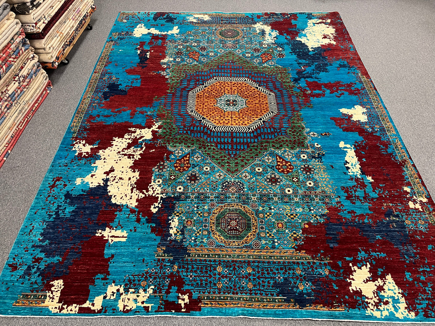 10X14 Mamluk Multicolor Handmade Wool Rug # 14696