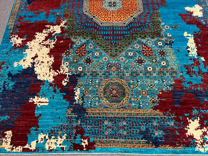 10X14 Mamluk Multicolor Handmade Wool Rug # 14696