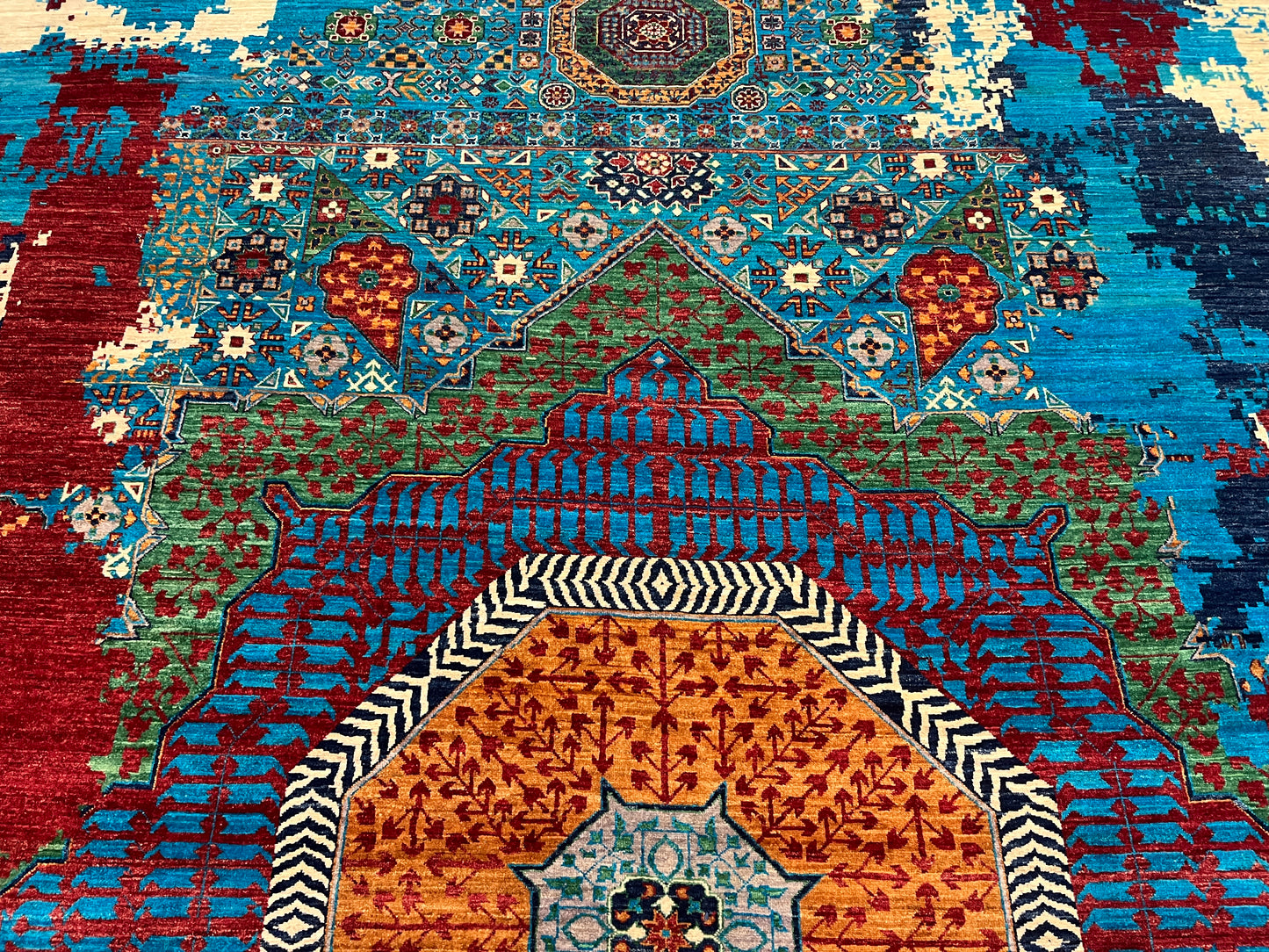 10X14 Mamluk Multicolor Handmade Wool Rug # 14696