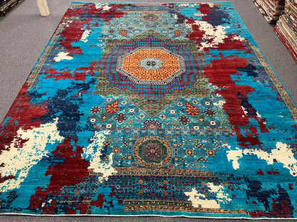 10X14 Mamluk Multicolor Handmade Wool Rug # 14696