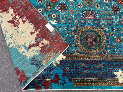 10X14 Mamluk Multicolor Handmade Wool Rug # 14696