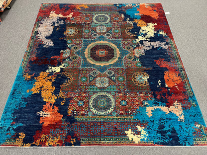 8X10 Mamluk Multicolor Abstract Handmade Wool Rug # 14723
