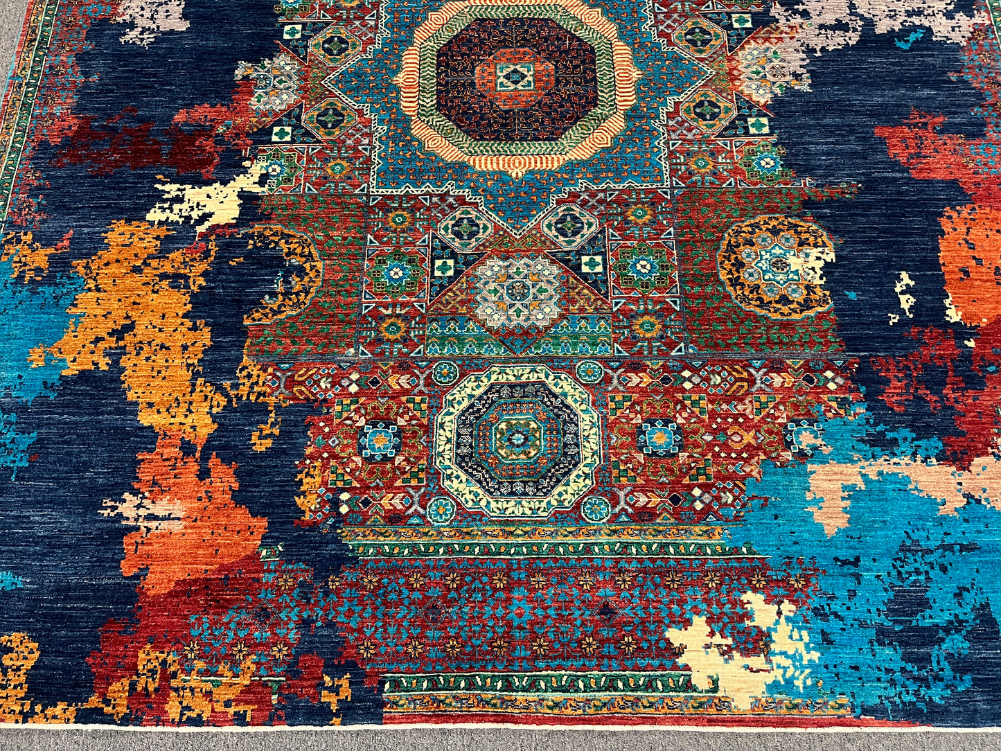 8X10 Mamluk Multicolor Abstract Handmade Wool Rug # 14723