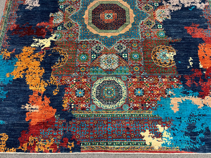 8X10 Mamluk Multicolor Abstract Handmade Wool Rug # 14723