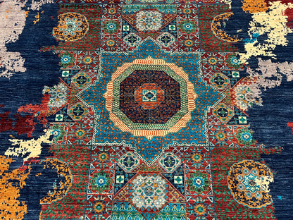8X10 Mamluk Multicolor Abstract Handmade Wool Rug # 14723