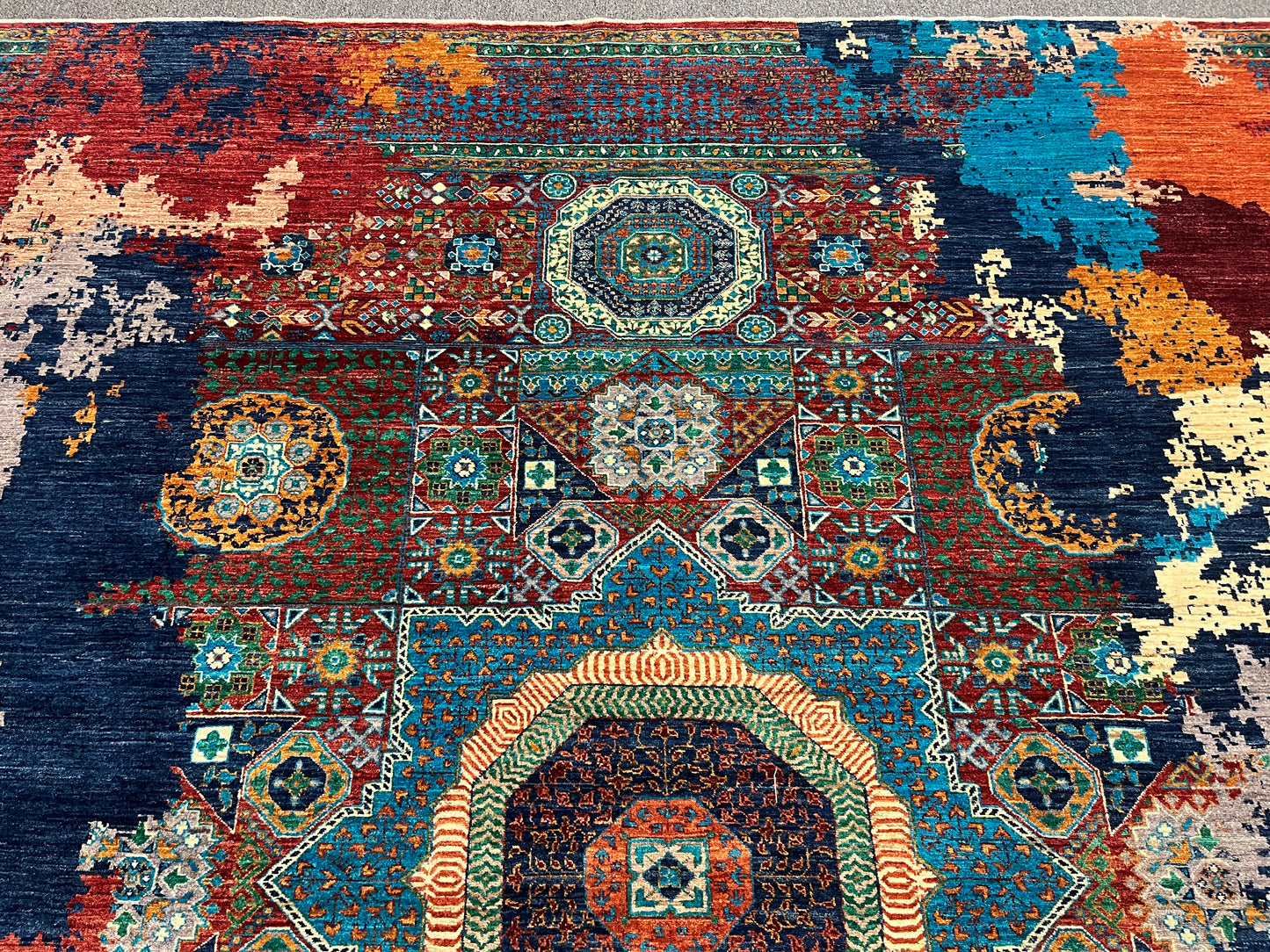 8X10 Mamluk Multicolor Abstract Handmade Wool Rug # 14723