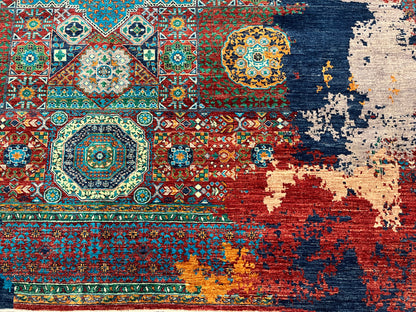 8X10 Mamluk Multicolor Abstract Handmade Wool Rug # 14723