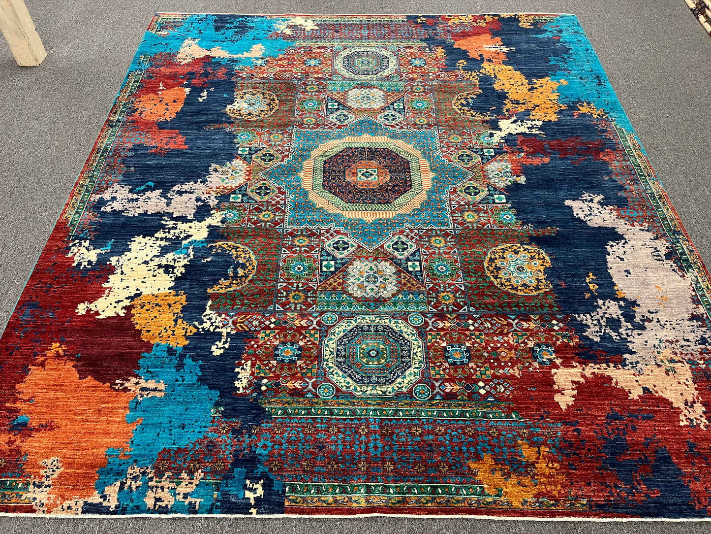 8X10 Mamluk Multicolor Abstract Handmade Wool Rug # 14723
