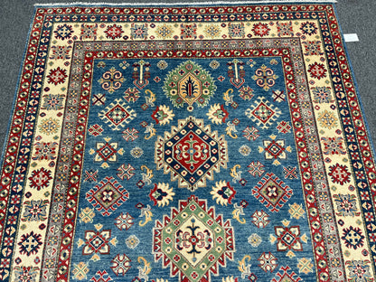 Light Blue Kazak 6X9 Handmade Wool Rug # 13906