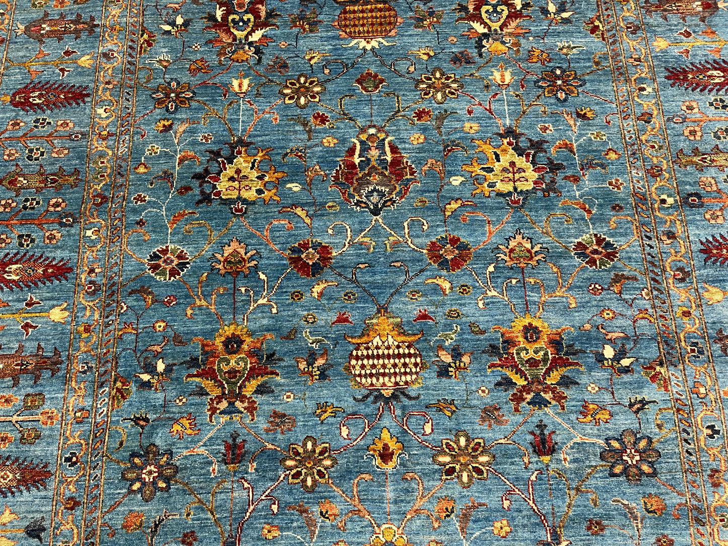 Mohal Light Blue 7X10 Handmade Wool Rug # 14729