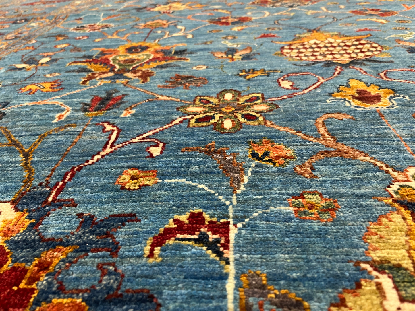 Mohal Light Blue 7X10 Handmade Wool Rug # 14729