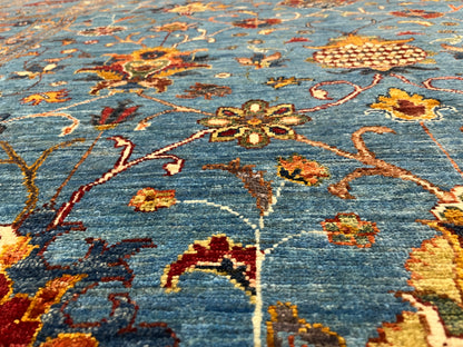Mohal Light Blue 7X10 Handmade Wool Rug # 14729