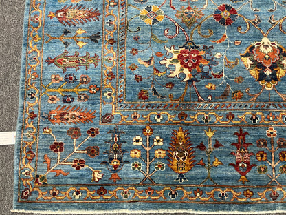 Mohal Light Blue 7X10 Handmade Wool Rug # 14729