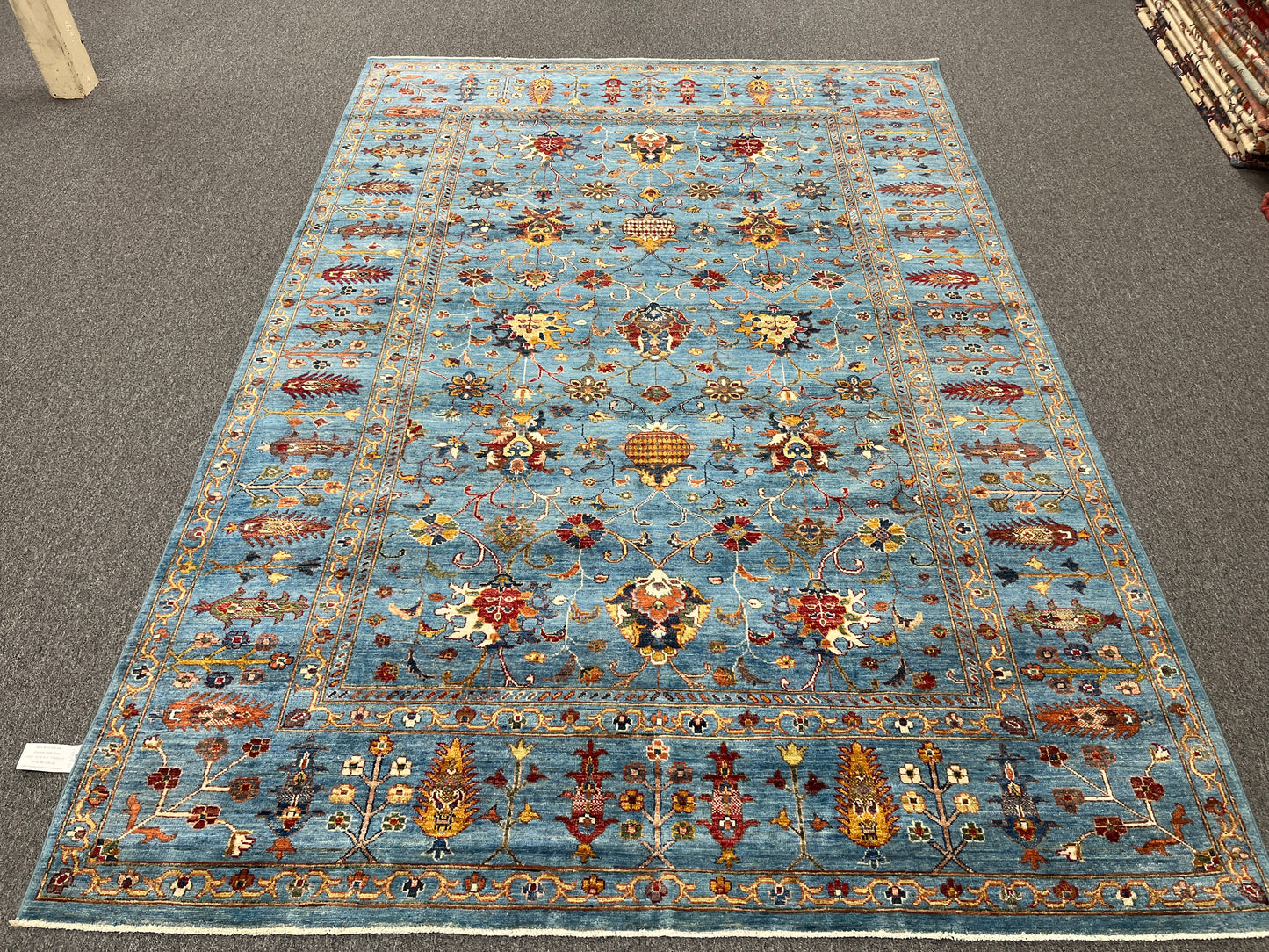 Mohal Light Blue 7X10 Handmade Wool Rug # 14729