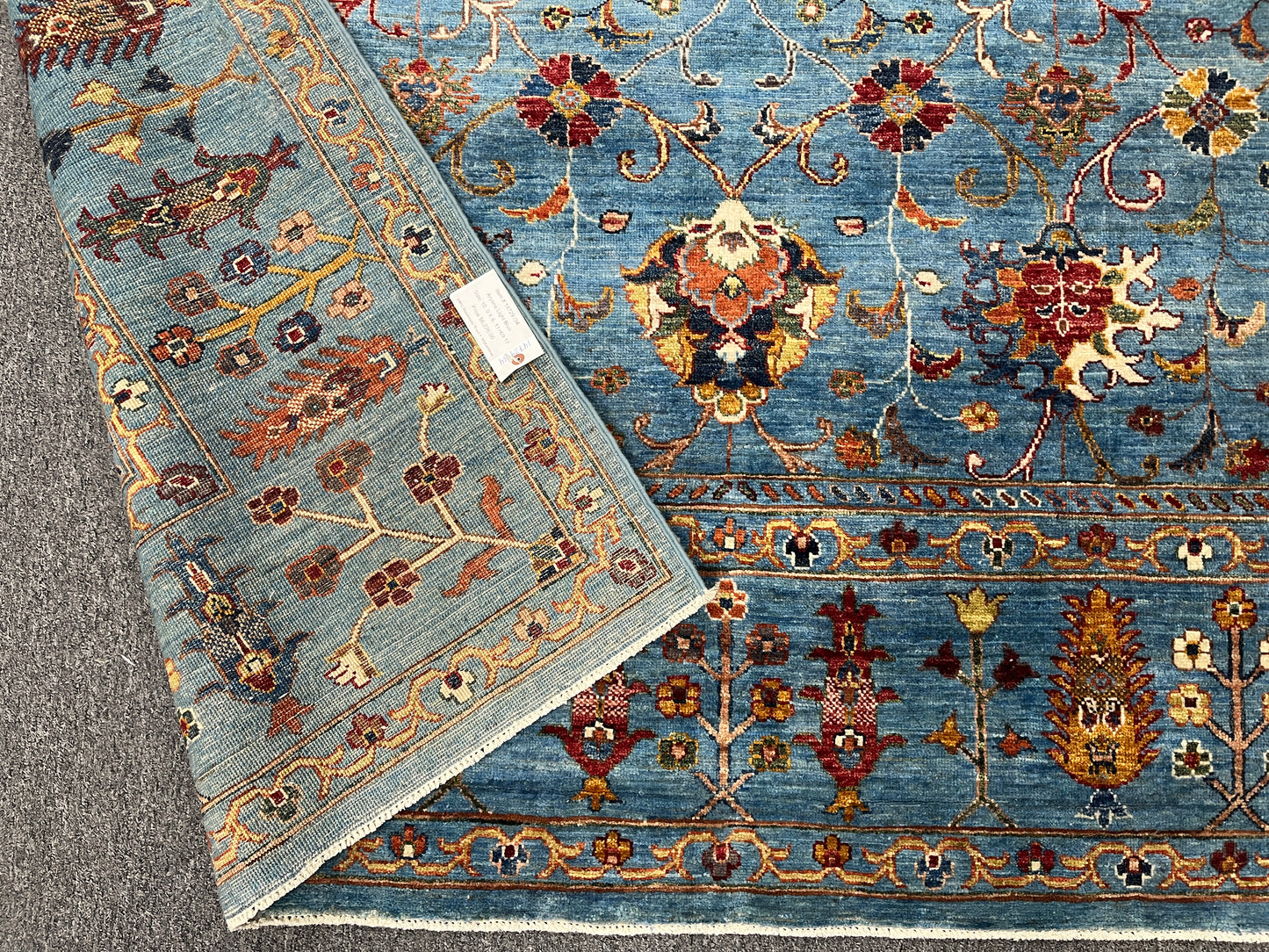 Mohal Light Blue 7X10 Handmade Wool Rug # 14729