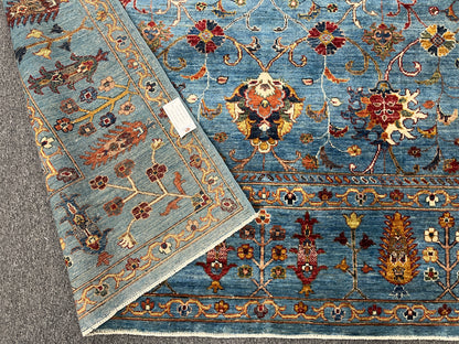 Mohal Light Blue 7X10 Handmade Wool Rug # 14729