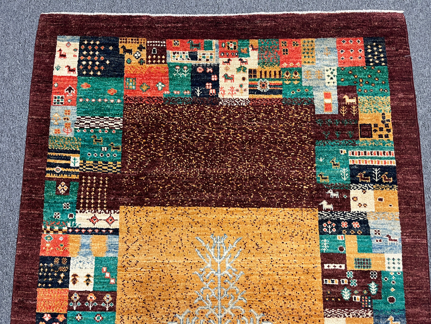 4X6 Dark Red Gabbeh Handmade Wool Rug # 14744