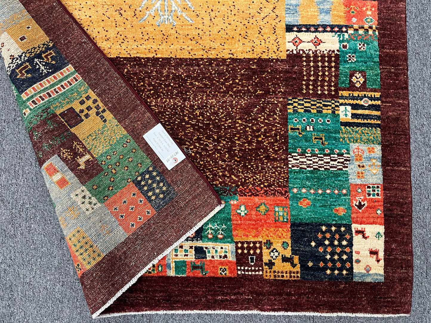 4X6 Dark Red Gabbeh Handmade Wool Rug # 14744