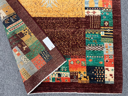 4X6 Dark Red Gabbeh Handmade Wool Rug # 14744