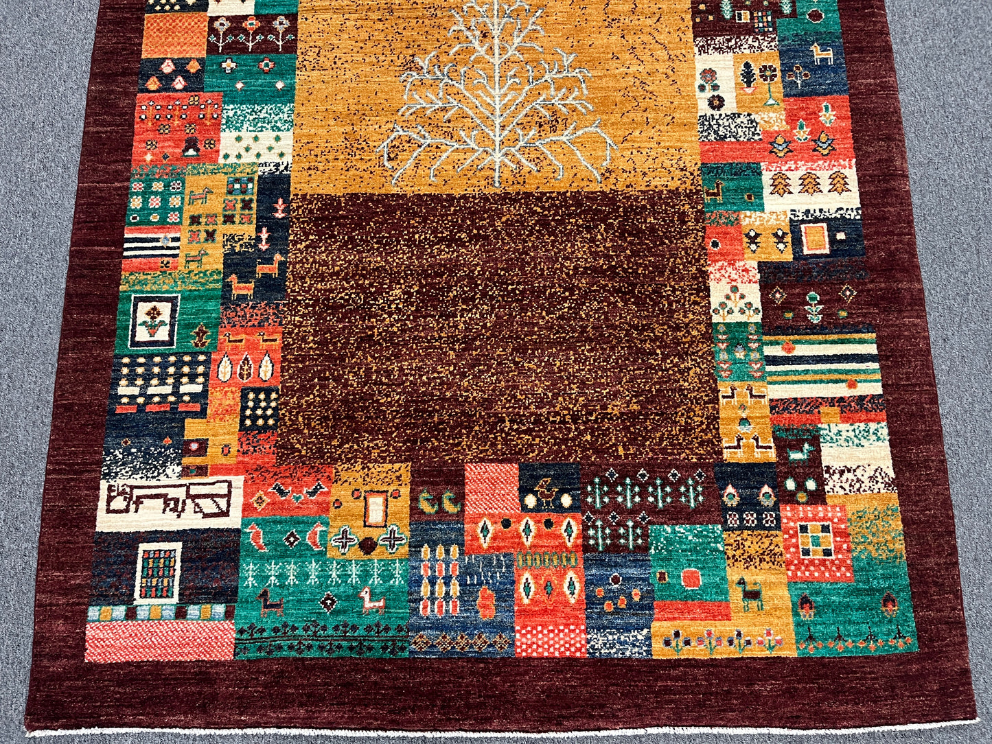 5X8 Dark Red Gabbeh Handmade Wool Rug # 14743