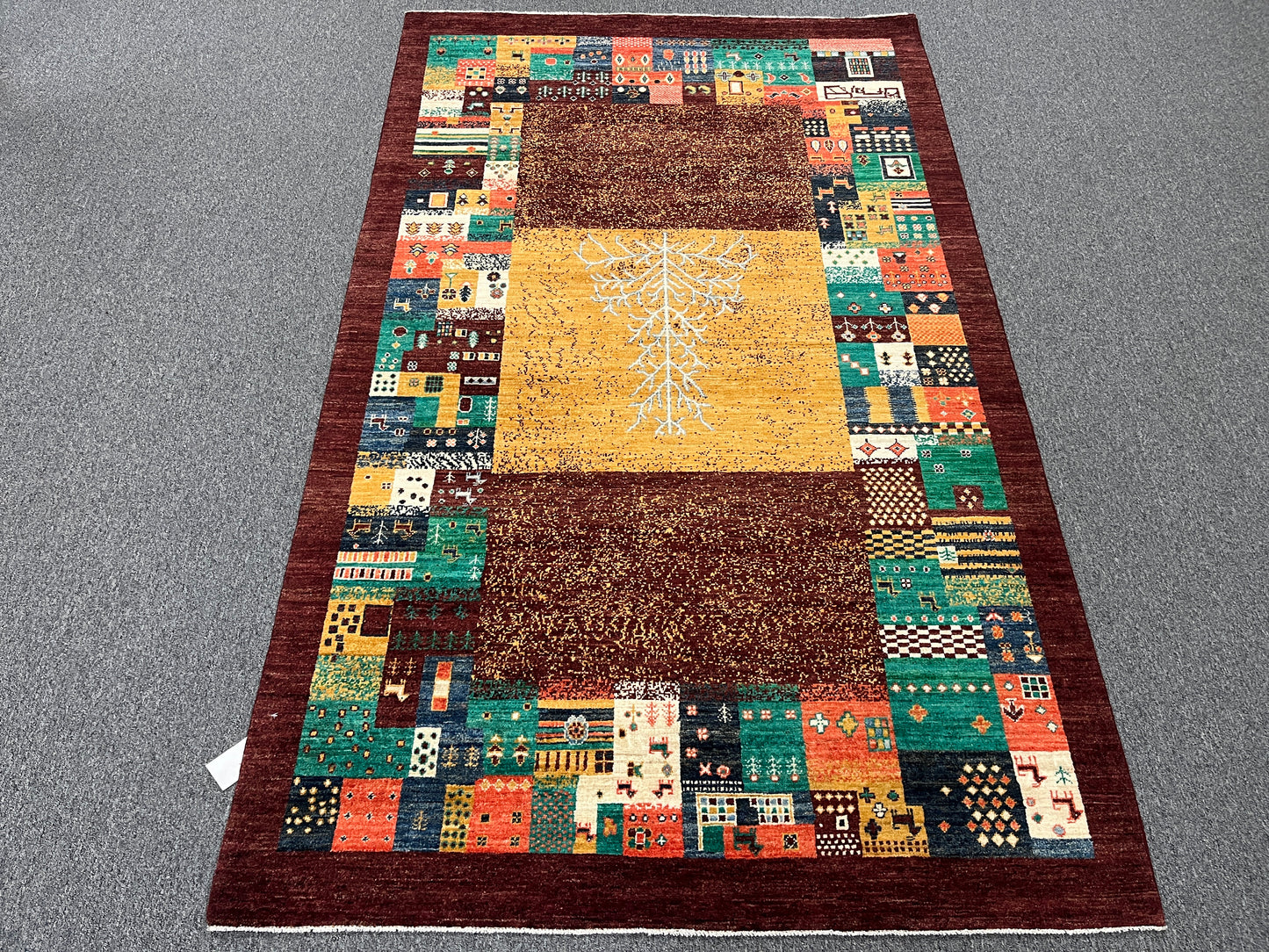 5X8 Dark Red Gabbeh Handmade Wool Rug # 14743