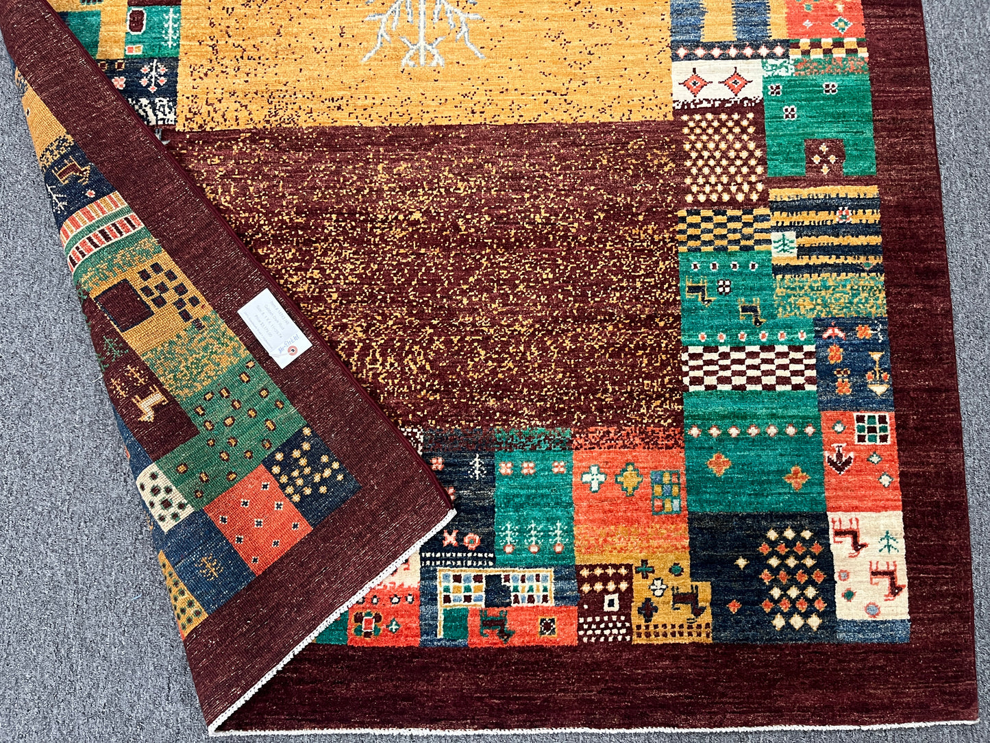 5X8 Dark Red Gabbeh Handmade Wool Rug # 14743