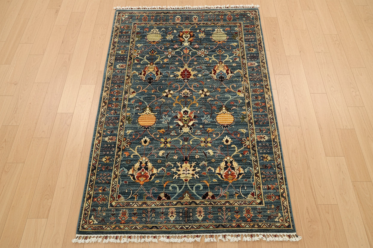 5X7 Light Blue Aryana Handmade Wool Rug # 14742