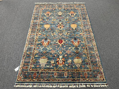 5X7 Light Blue Aryana Handmade Wool Rug # 14742