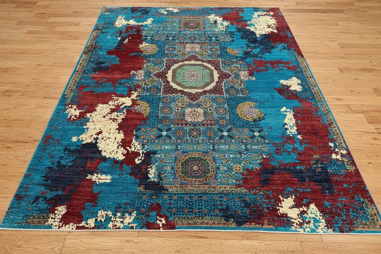 9X12 Mamluk Multicolor Handmade Wool Rug # 14701
