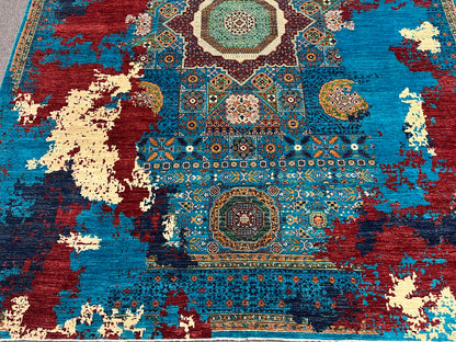 9X12 Mamluk Multicolor Handmade Wool Rug # 14701