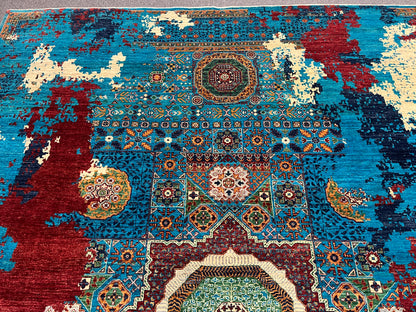 9X12 Mamluk Multicolor Handmade Wool Rug # 14701