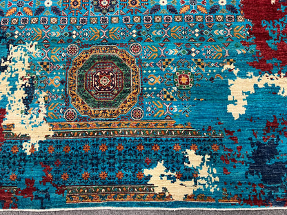 9X12 Mamluk Multicolor Handmade Wool Rug # 14701