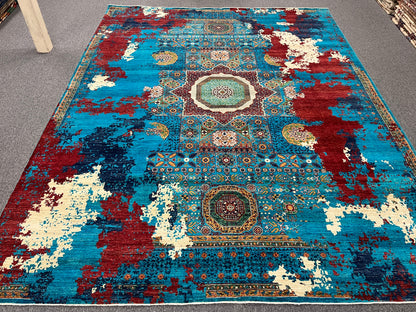 9X12 Mamluk Multicolor Handmade Wool Rug # 14701