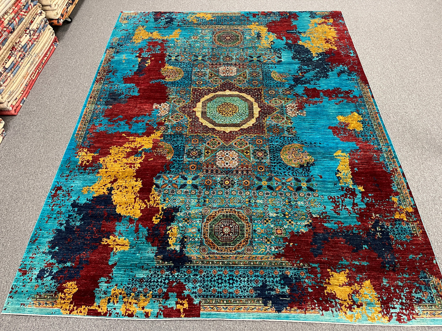 9X12 Mamluk Multicolor Handmade Wool Rug # 14702